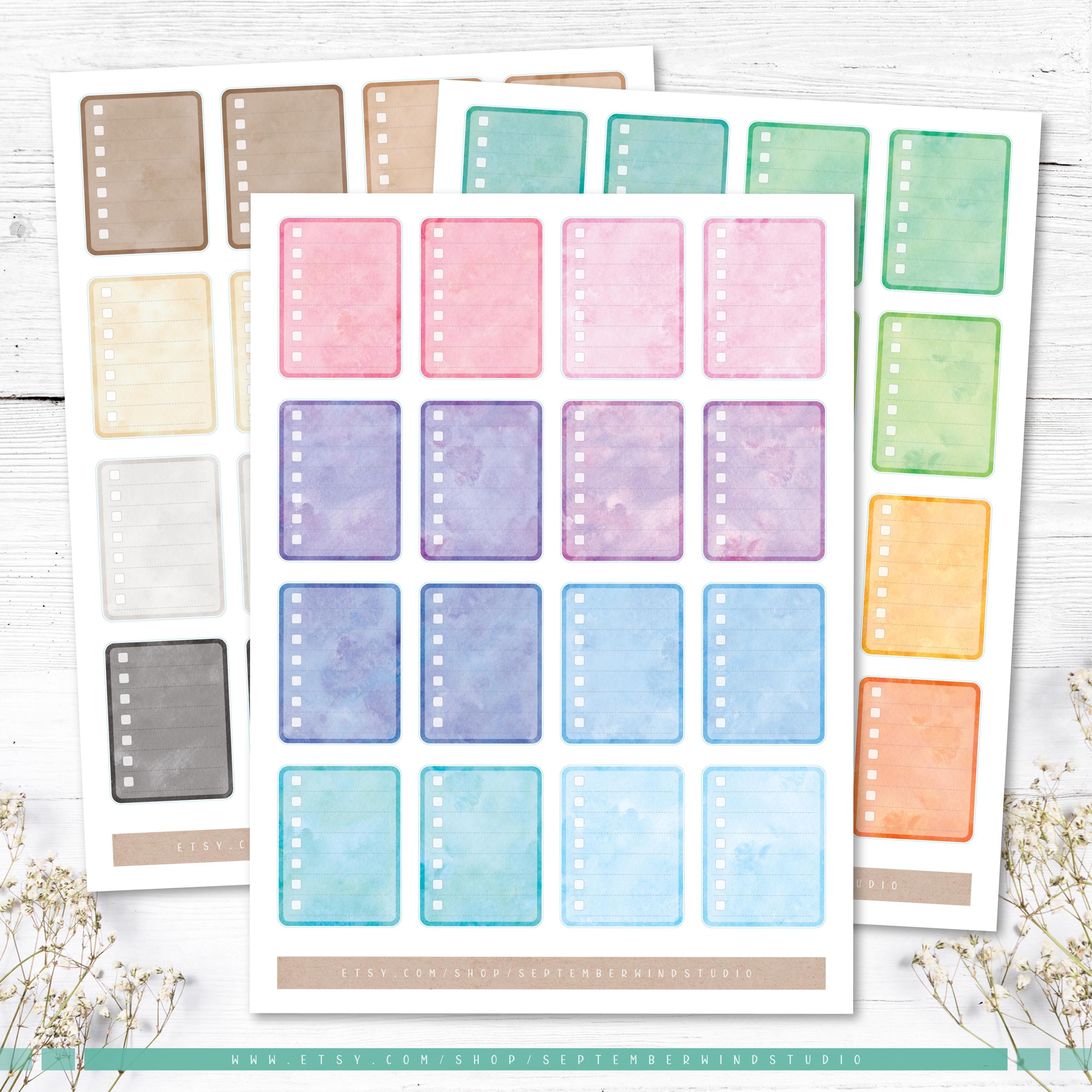 Blank Checklist Printable Stickers, Blank Checklist Digital Stickers, Full Box Stickers, Pre-Cropped PNG, Printable PDF, Journal Stickers