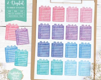 Weekly Hydration Tracker Stickers: Planner, Digital (PDF, PNG)