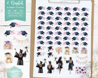 Graduation Countdown Planner Stickers: Printable & Digital (PDF, Cricut, Silhouette Studio, Pre-Cropped PNG for Goodnotes)