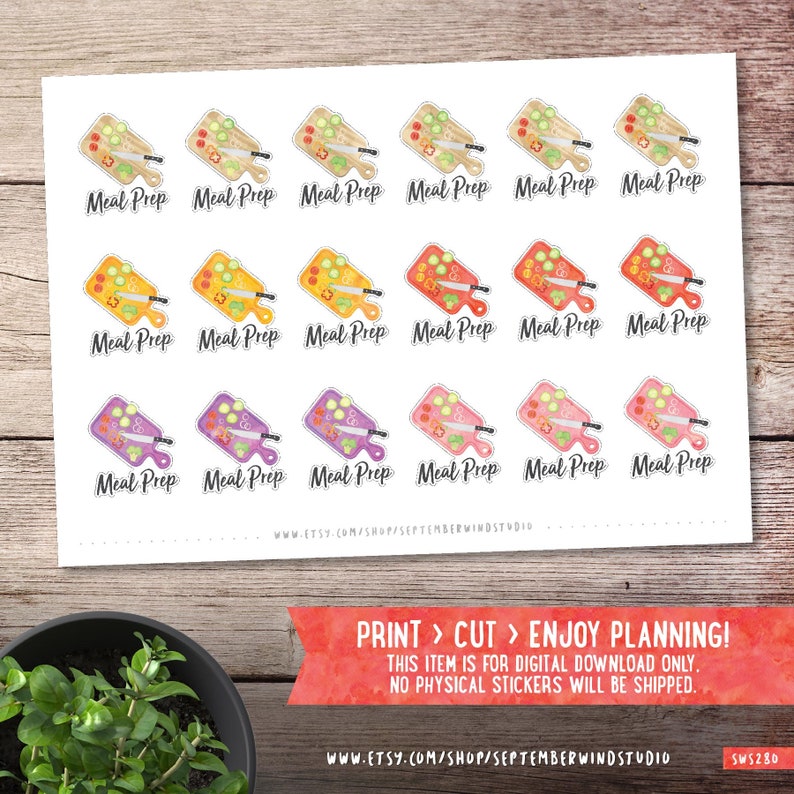Meal Prep Printable Planner Stickers Cook Stickers Etsy España