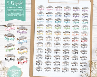 Lazy Day Planner Stickers: Printable & Digital (PDF, Cricut, Silhouette Studio, Pre-Cropped PNG for Goodnotes)