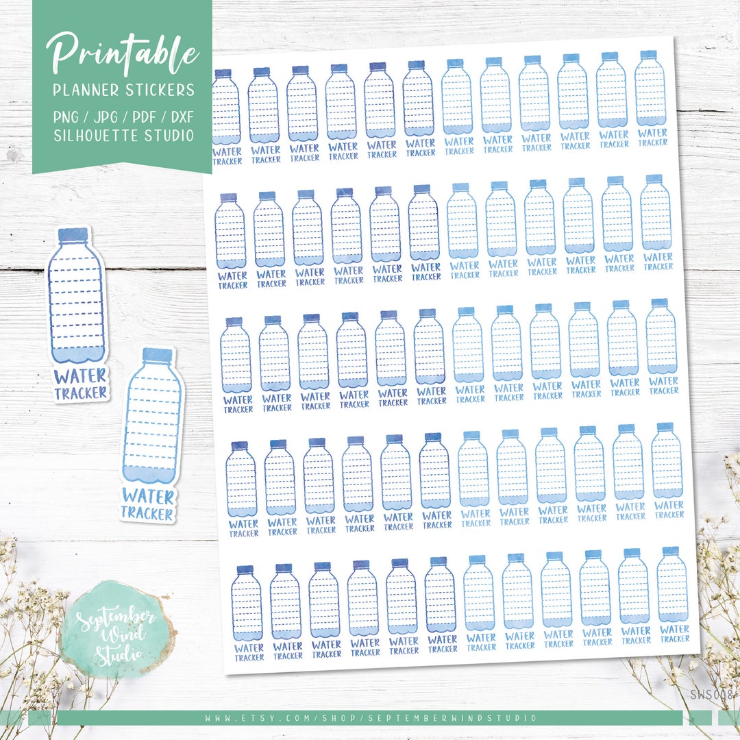 Water Tracker Printable Planner Stickers, Hydrate Sticker, Erin Condren ...