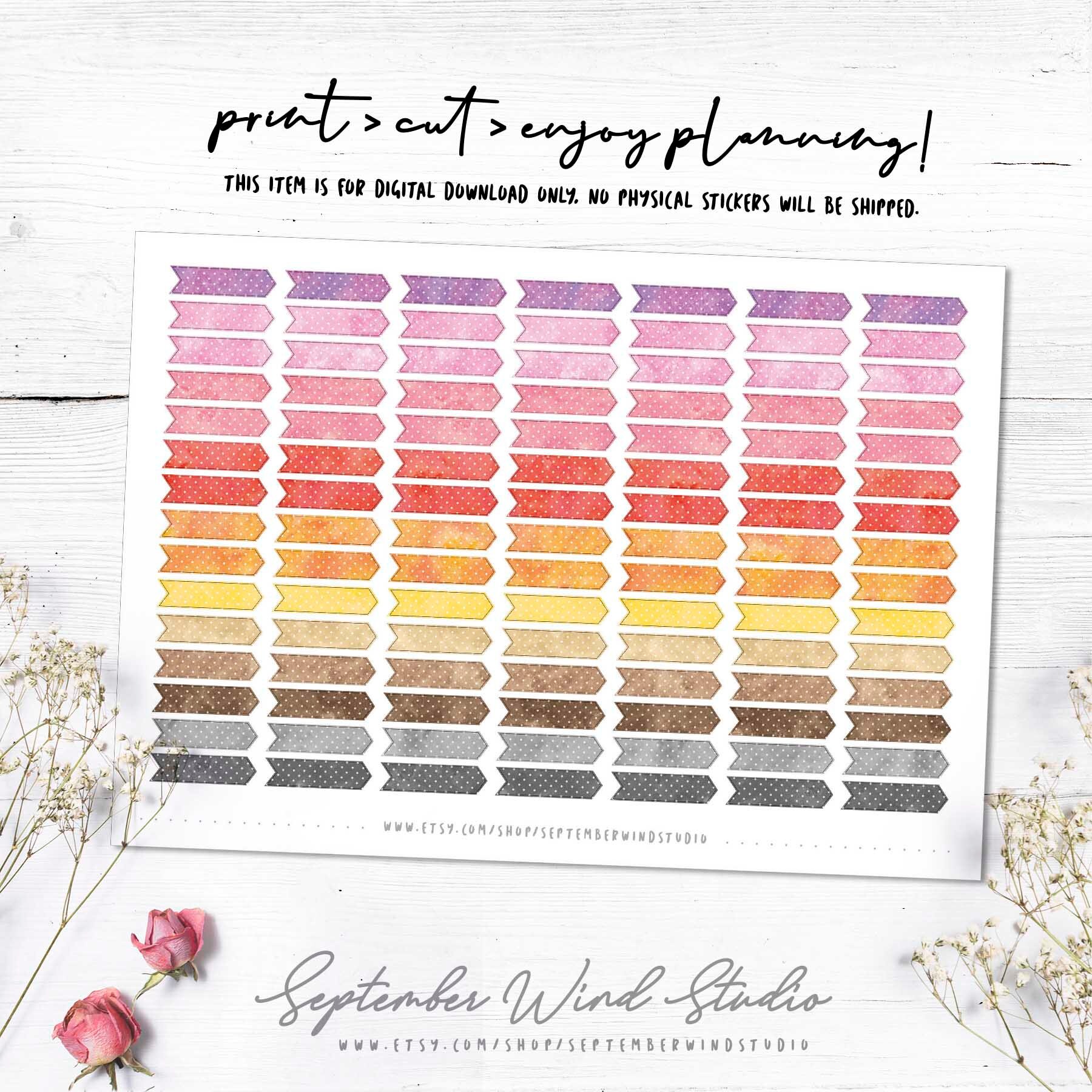 Ribbon Banner Printable Planner Stickers Ribbon Watercolor - Etsy