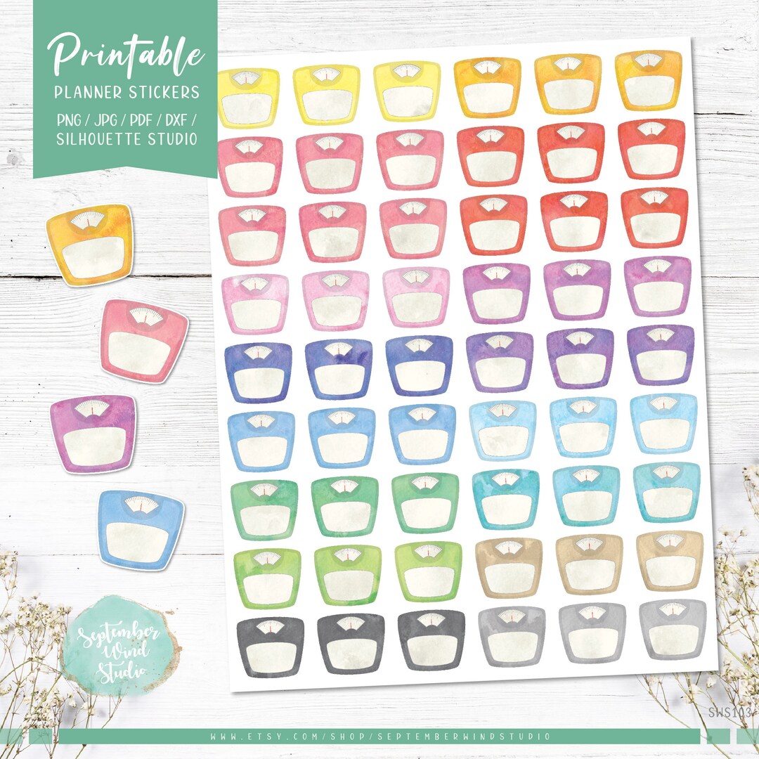 Weight Scale Printable Planner Stickers, Erin Condren Planner Stickers, Scrapbooking - Etsy