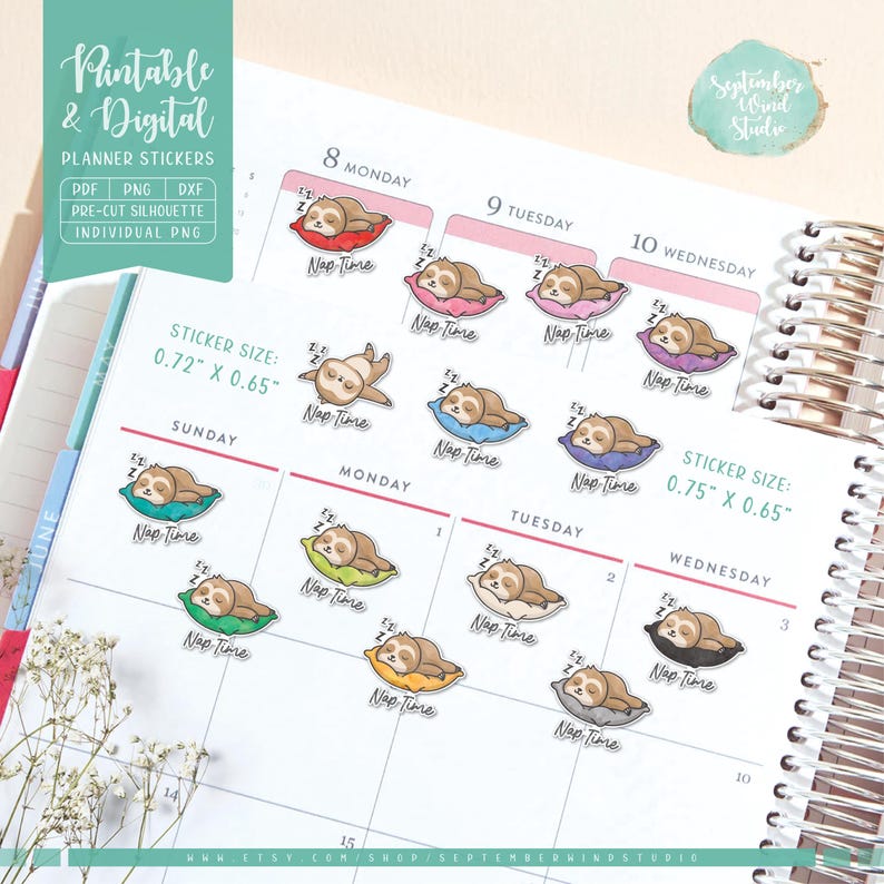 Nap Time Planner Stickers: Printable & Digital (PDF, Cricut, Silhouette ...
