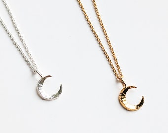 Moon crescent charm necklace-Sterling silver or gold plated moon necklace