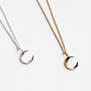 Moon crescent charm necklace-Sterling silver or gold plated moon necklace image 1