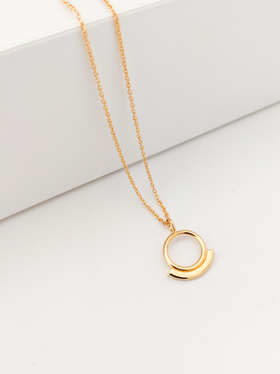 Circle Pendant Necklacesterling Silver or Gold Plated Open Etsy