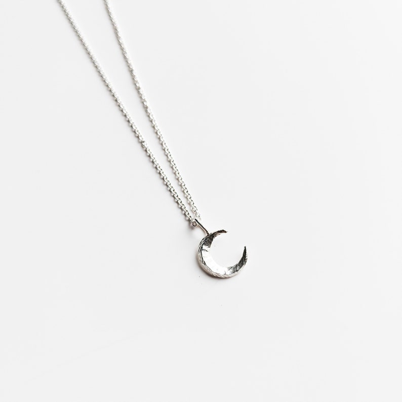 Moon crescent charm necklace-Sterling silver or gold plated moon necklace image 3