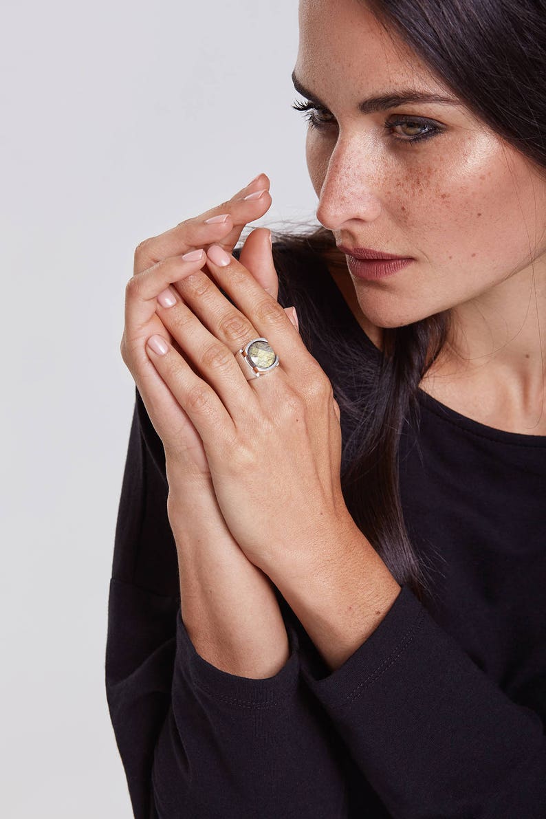 Silver labradorite wide ring-Women silver ring-Large silver ring-Large stone ring-Cuff ring-Statement ring-ADELE big silver ring