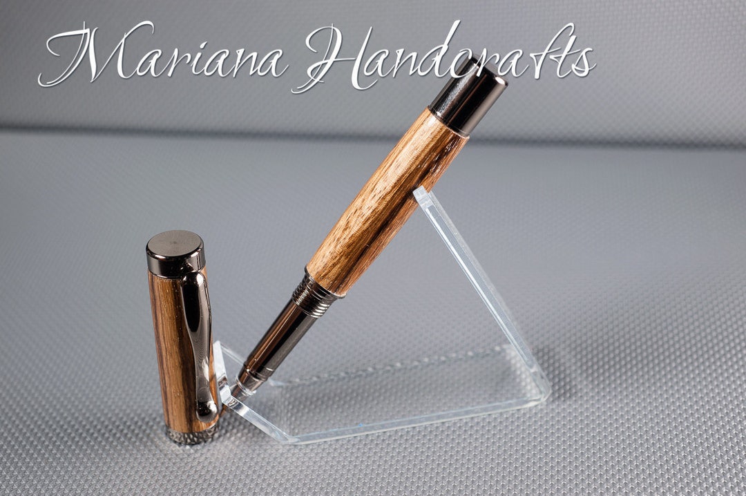 Zebra Wood Atrax Rollerball Pen capped Chrome Hardware Etsy