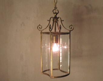 Brass Lantern Pendant Rustic Vintage Geometric Brass Hanging Lamp Handmade Hallway Lighting Ceiling Living Room Pendant Chandelier Italian