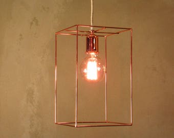 Geometric Pendant Light | Minimal Industrial Lamp | Cubic Cage Ceiling Light | Modern Hanging Lamp | Chandelier Lighting | Vintage Lighting