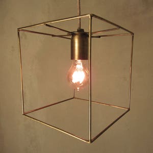 Geometric Pendant Light | Minimal Industrial Lamp | Cubic Cage Ceiling Light | Modern Hanging Lamp | Chandelier Lighting | Vintage Lighting