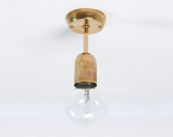 Brass Wall Sconce mid-Century Modern Flush Mount Bedside Lamp Minimal Industrial Ceiling Bare Bulb Vintage Lighting Hall Light Fixture