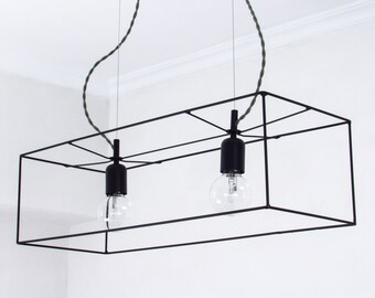 Suspension géométrique | Lampe industrielle minimaliste | Suspension double | Lampe suspendue moderne | Éclairage de lustre | Plafonnier vintage