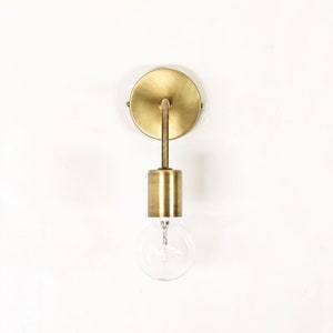 Modern Brass Sconce Antique Bracket Wall Industrial Lamp Minimal Lighting Vintage Wall Light Bare Bulb Flushmount Vanity Gooseneck Black