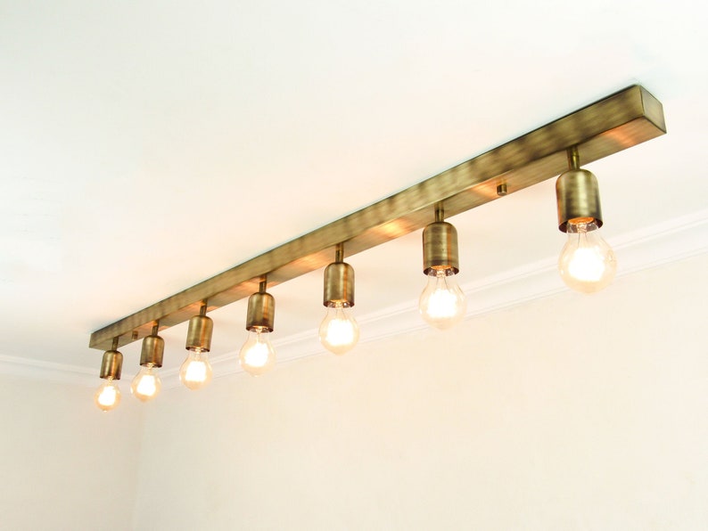 Industrial Ceiling Light | Flush Mount Brass Vanity Light | Vint Industrial Ceiling Light | Flush Mount Brass Vanity Light | Vint