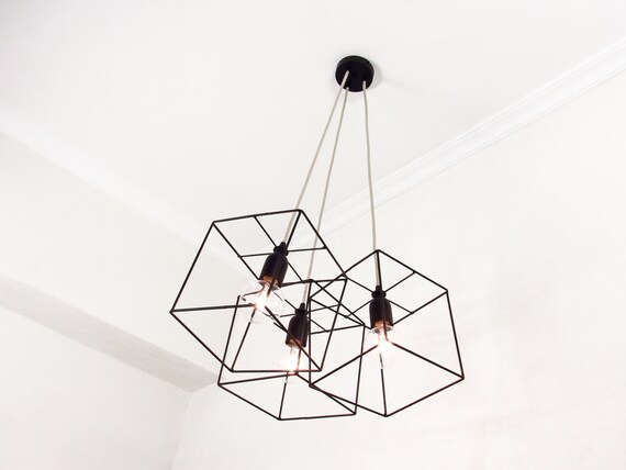 Geometric Cage Pendant 3 Lights Pendant Dining Room Light Modern