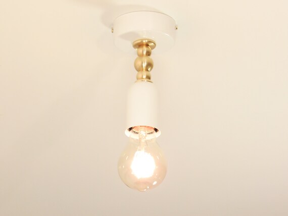 Minimal Flush Mount Mid Century Wall Sconce Ceiling Lamp Vanity Lighting With Brass Parts