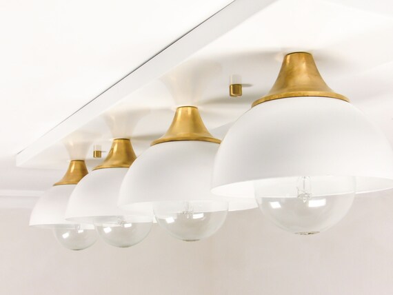 Flush Mount Ceiling Light White Brass Modern Light Art Deco Track