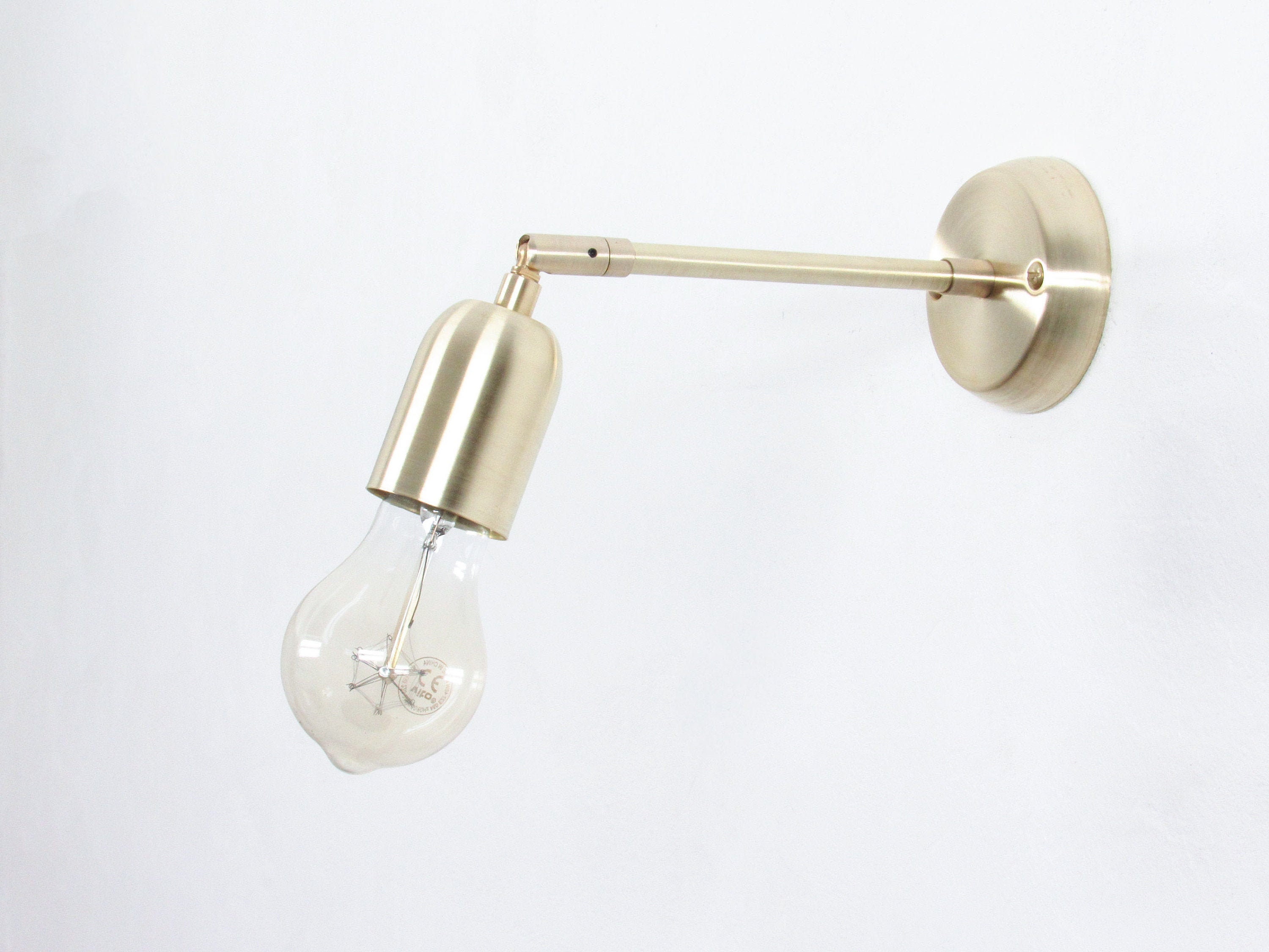 Brass Minimal Wall Sconce Adjustable Midcentury Modern Etsy