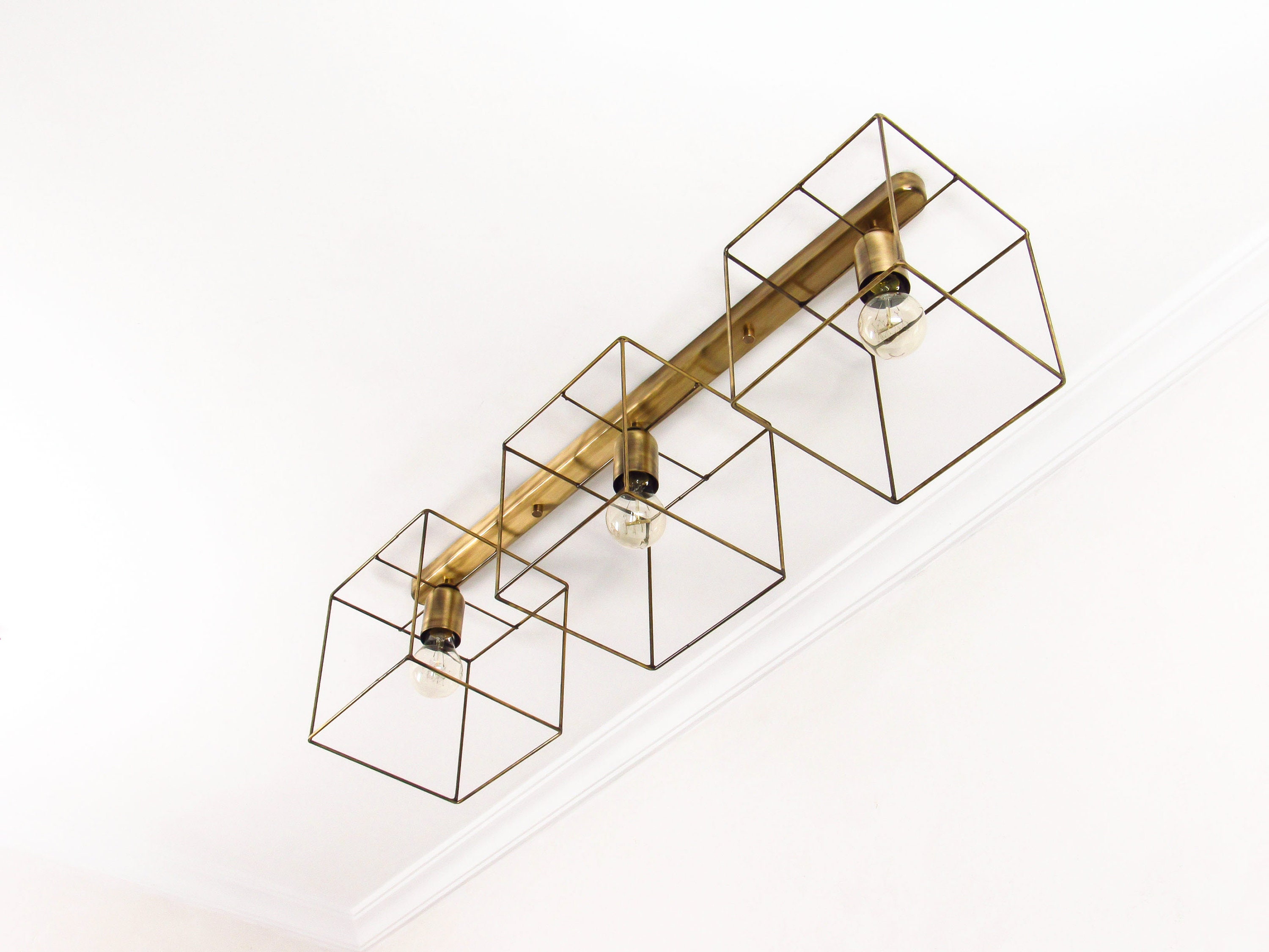 Geometrische Deckenleuchte 3 Leuchten Minimal Industrielampe | Etsy