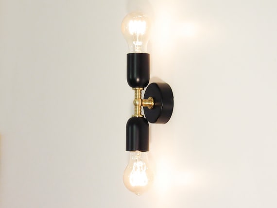 Minimal Double Flush Mount Ceiling Light Mid Century Vanity Wall Sconce With Brass Parts