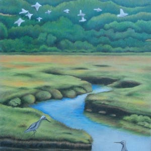 Misty Mountains Original Landscape Coloured Pencils Drawing Etsy