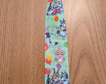 Toddler Children's adjustable Neck tie, blue dog birthday
