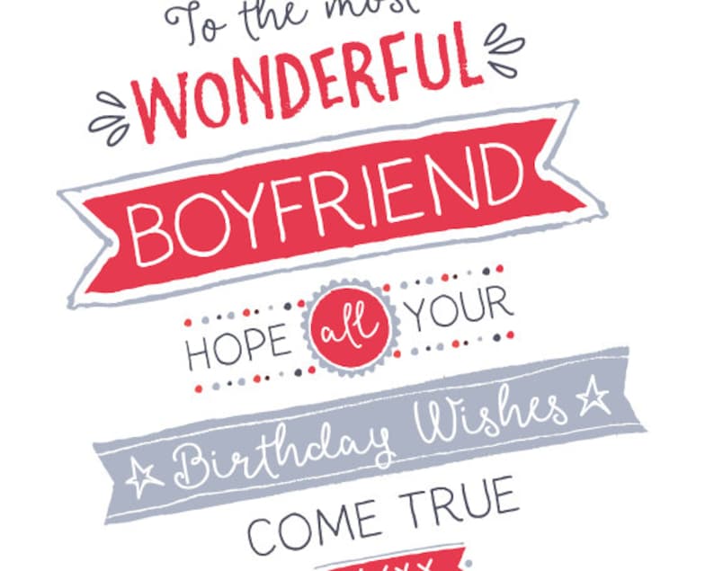 Printable Birthday Card for Boyfriend to the Most Wonderful Etsy