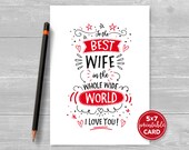 Printable Card for Wife Valentines or Birthday to the Best - Etsy