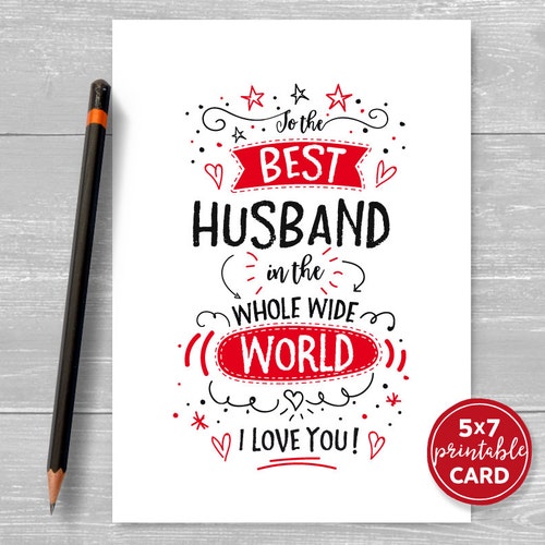 Printable You're the Best Husband Card Instant Download Etsy