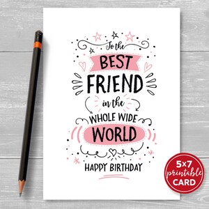Printable Birthday Card for Friend to the Best Friend in the - Etsy