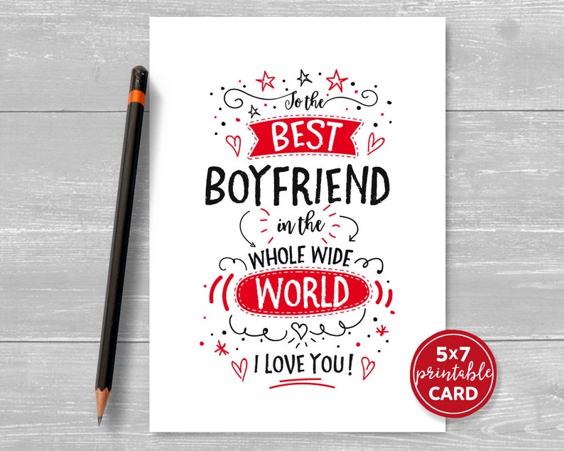 Printable Card for Boyfriend Valentines or Birthday to the - Etsy