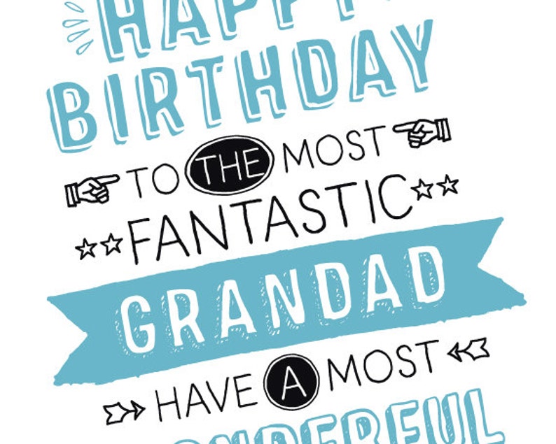 Printable Birthday Card For Grandad Happy Birthday To The Most Fantastic Grandad, Have A Most Wonderful Day 5x7 Envelope Template image 2