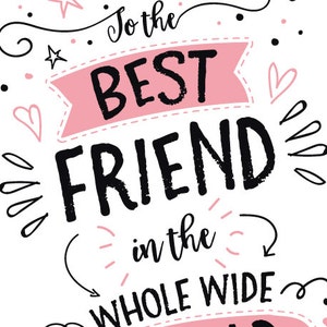 Printable Birthday Card for Friend to the Best Friend in the - Etsy
