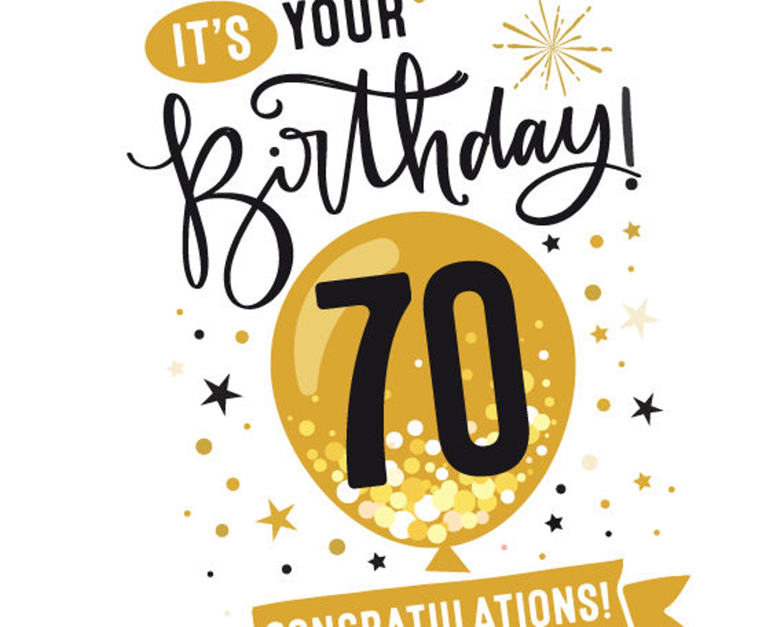 Printable 70th Birthday Card Congratulations Seventy Balloon Etsy