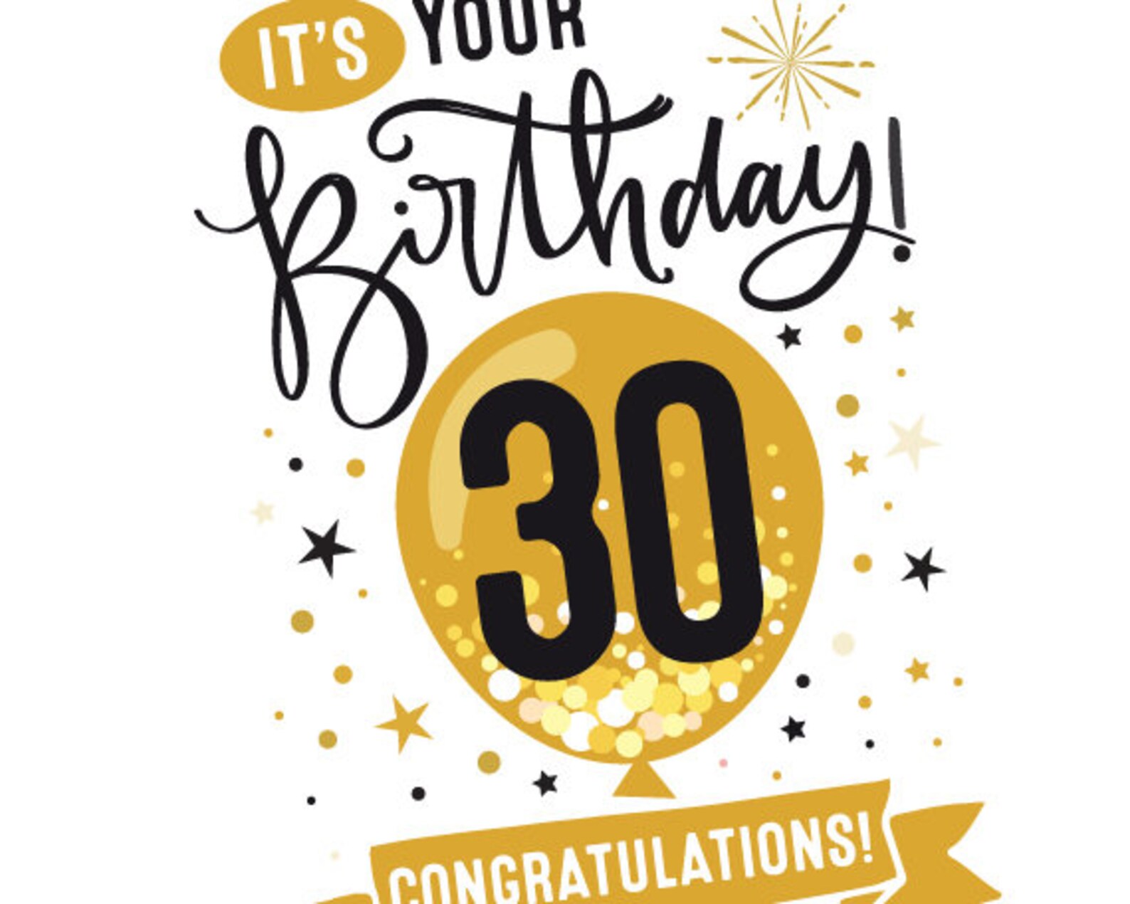 Printable 30th Birthday Card Congratulations Thirty Balloon Etsy