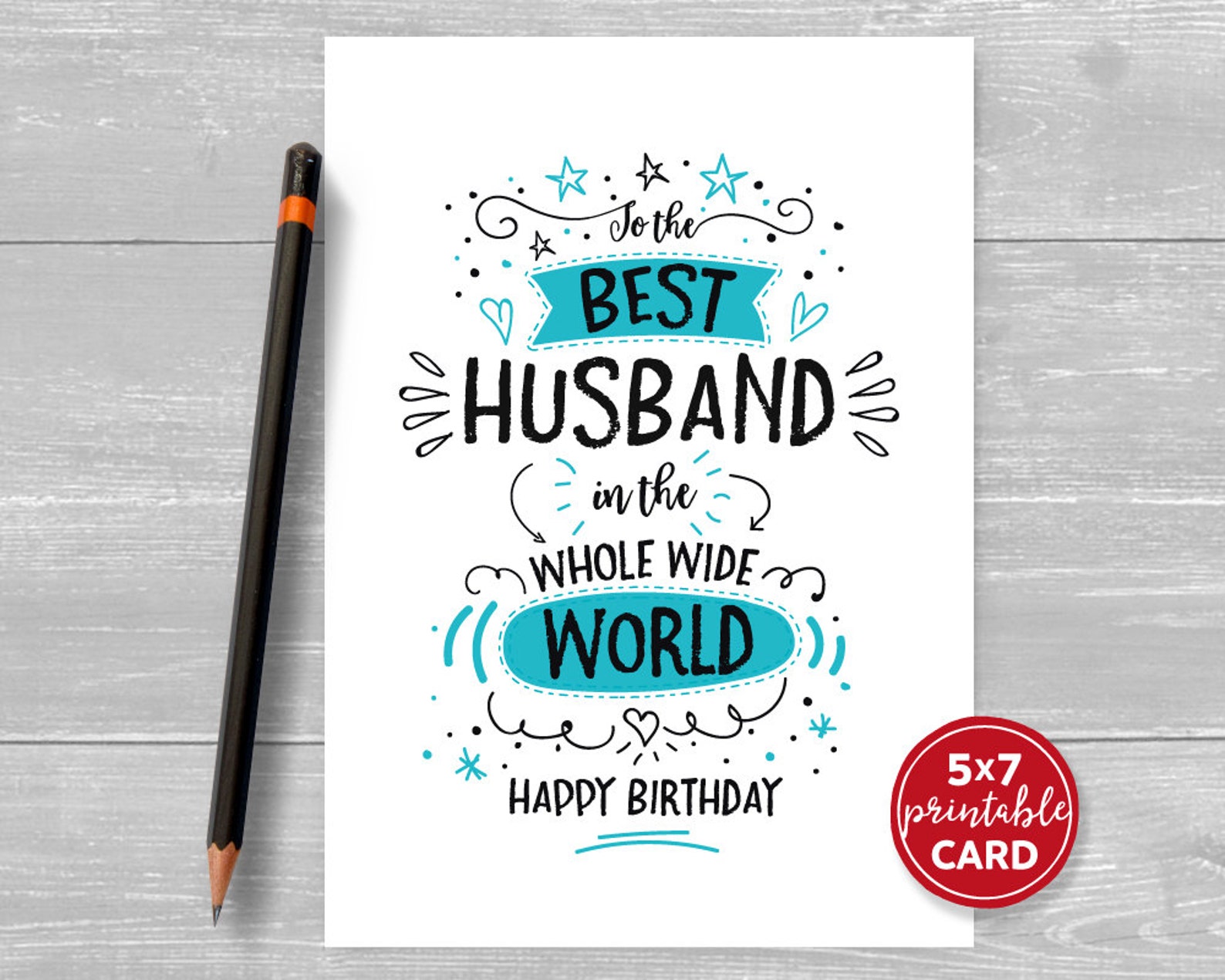 Printable Birthday Card For Husband To The Best Husband In Etsy Uk