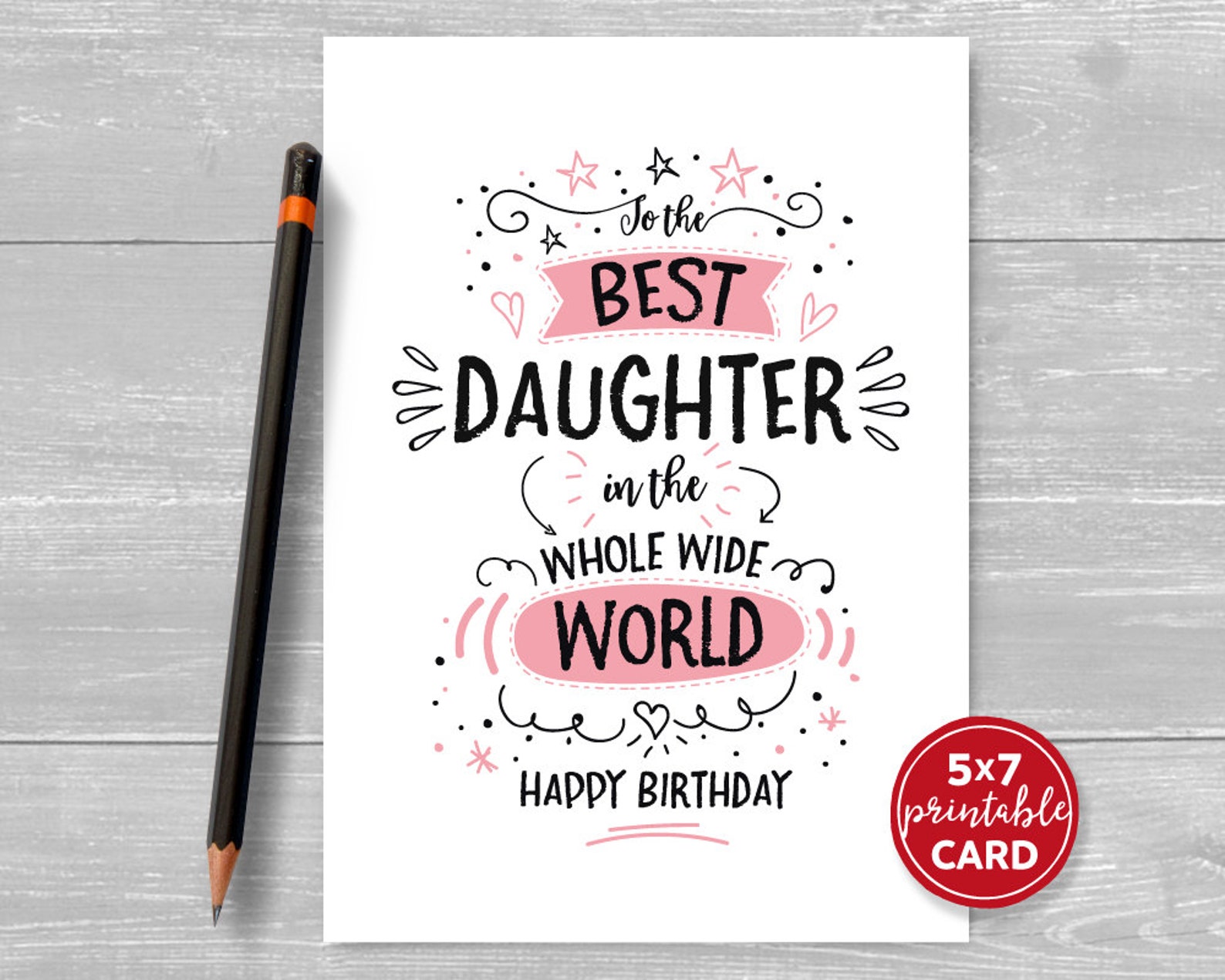 Printable Birthday Card for Daughter to the Best Daughter in Etsy