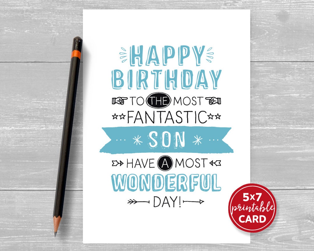 Printable Birthday Card for Son Happy Birthday to the Most - Etsy