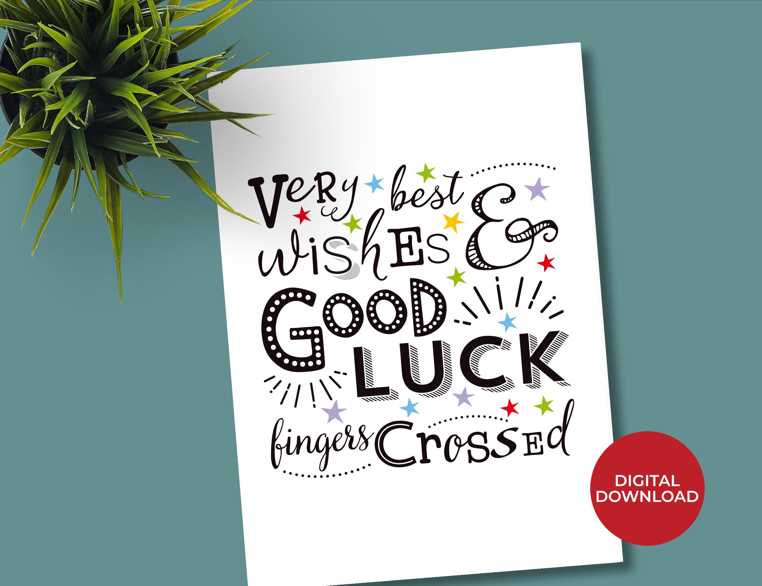 Good Luck Card Printable, Wishes Card With Envelope (digital Download ...