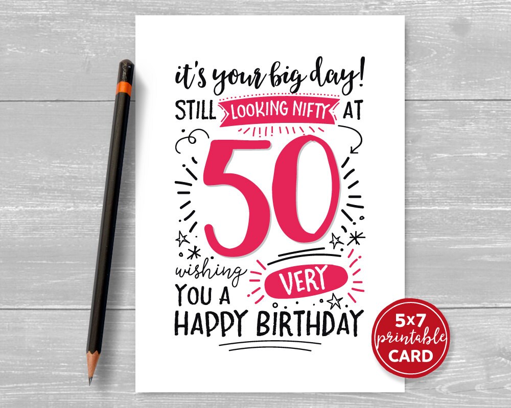Printable 50th Birthday Card It's Your Big Day Still - Etsy Hong Kong