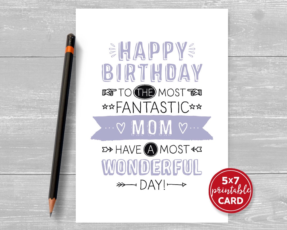 Printable Birthday Card For Mom Happy Birthday To The Most  Etsy Inside Mom Birthday Card Template