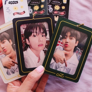 BTS Jungkook Goldener Acryl-Fotokartenhalter | Kpop Schlüsselanhänger Bangtan
