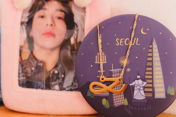 Golden Jungkook Necklace, Golden Jungkook Earrings, Golden