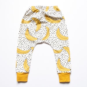 Banana Harem Pants for Babies and Toddlers, Organic Cotton Unisex Leggings, Designed for Cloth Nappies, Handmade in UK image 4