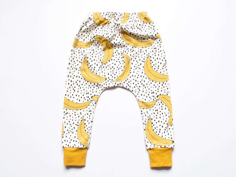 Banana Harem Pants for Babies and Toddlers, Organic Cotton Unisex Leggings, Designed for Cloth Nappies, Handmade in UK image 4