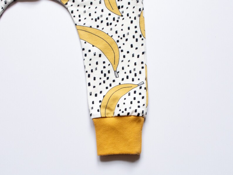 Banana Harem Pants for Babies and Toddlers, Organic Cotton Unisex Leggings, Designed for Cloth Nappies, Handmade in UK image 2